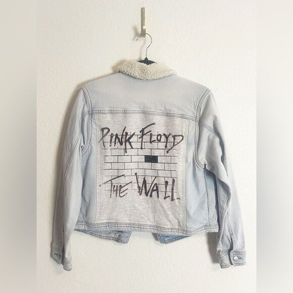 Pink Floyd & Red Hot Chili distressed upcycle trucker jean jacket ONE OF A KIND - Picture 3 of 13